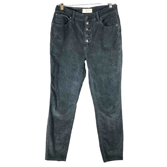 Free People Sun Chaser Cord Skinny Ankle Pants High Ride Button Fly 30 OB1067711 - Picture 1 of 10